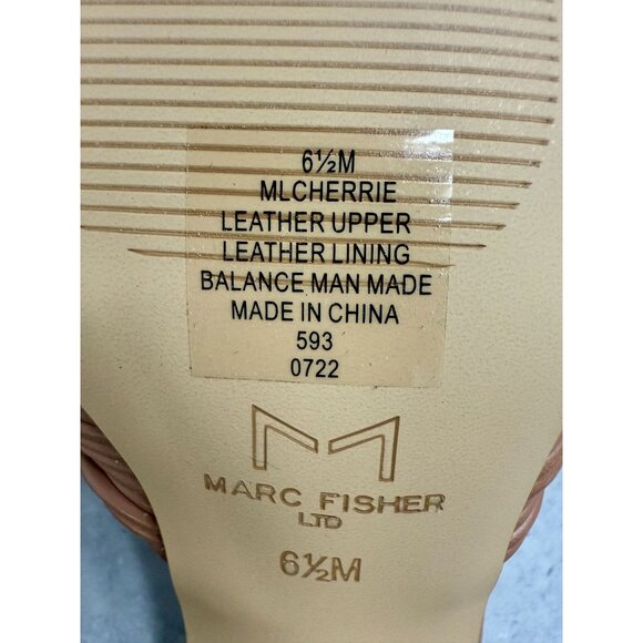 Marc Fisher Nude Chunky Heel‎ Mule Sandals Womens Size 6.5 Leather Square Toe - Picture 10 of 11